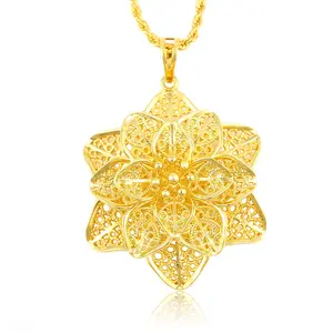 32595 xuping joias da moda dubai ouro banhado oco flor design pingente