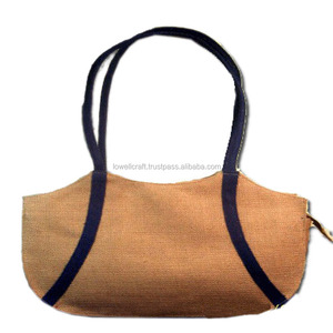 Burlap Shopping <b>Bag</b> With Zipper Closure <b>Medium</b> <b>Size</b> Hand Length Handle Daily Use - Product Image 1