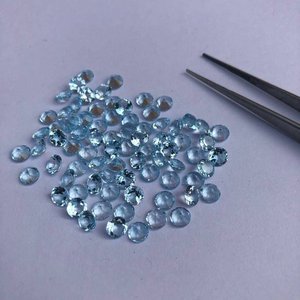Piedra de Topacio azul cielo Natural de 3,5mm, piedra preciosa suelta redonda facetada, precio al por mayor del fabricante, tienda, distribuidor en línea, proveedor - Product Image 1