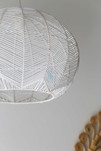 Contemporary <b>Cream</b> Rattan Wicker Basket Pendant <b>Light</b> <b>Shade</b> Rustic Farmhouse Minimalist Scandinavian Midcentury Mediterranean - Product Image 6