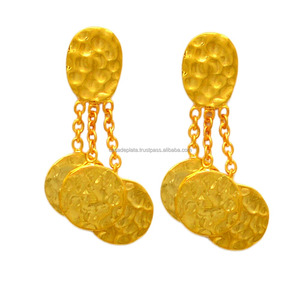 Sólido exótico. Pendientes de cadena de borla chapados en oro de Plata de Ley 925 hechos a mano joyería fina pendiente de moda para mujer. - Product Image 2