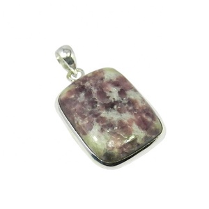 Colgante de piedras preciosas de cinabrio de Plata de Ley 925 de diseño Simple Natural, colgantes y dijes de joyería fina - Product Image 1