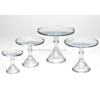 Ensemble de 4 présentoirs à dessert en verre transparent de qualité exclusive, support à gâteau au design unique pour table à manger pour les exportations