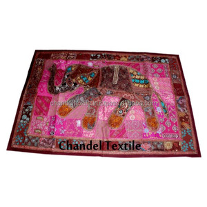 Elefante bordado a mano, decoración de pared, tapiz colgante de lentejuelas Hippie Vintage, diseño Aubusson, corredor decorativo étnico - Product Image 5