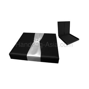 Luxury Black & White Silk Wedding Invitation Box with Elegant Hinged Lid Premium Elegant Packaging & Printing Product - Product Image 1