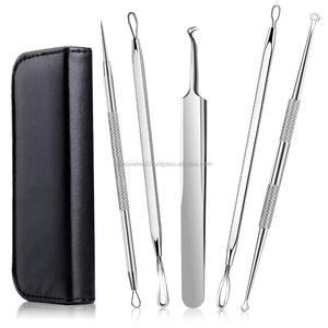 Stainless Steel <b>Blackhead</b> & Pimple <b>Remover</b> Kit with 7-Piece Facial Extraction <b>Tools</b> (Includes Mirror) - Product Image 4