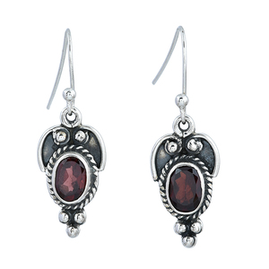 Pendientes colgantes de Plata de Ley 925, piedra preciosa granate facetada de forma ovalada Vintage para fiesta, aniversario de boda, chapado en plata - Product Image 1