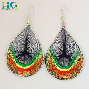 New Latest Colors Boho Jewelry Hand Embroidered Bohemian Fringe Earrings Vogue Jewelry Women's Round Chains Thread <b>RED</b>, PURPLE - Product Image 6