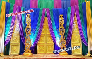 Escenario de Manavarai de lujo para boda india, decoración tradicional de escenario, fabricante de escenarios de estilo indio del Sur - Product Image 5