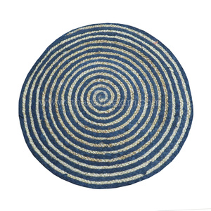 Tapis rond en jute Boho durable Tapis en jute et coton tressés à la main personnalisés Tapis et moquettes pliables - Product Image 5
