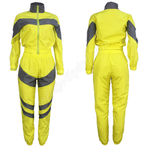 Femmes coupe-vent Survêtement Jaune 2 PIÈCES Costumes Jogger Pantalon Taille Haute À Manches Longues Sweat-Shirts Couleur CONTRASTÉE - Product Image 6
