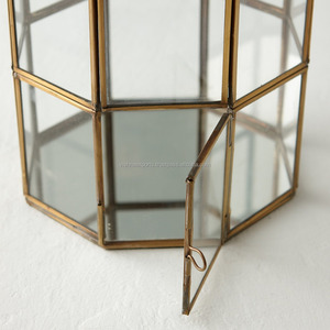 Linterna de Metal de latón con vidrio transparente para decoración de hogar y boda - Product Image 3