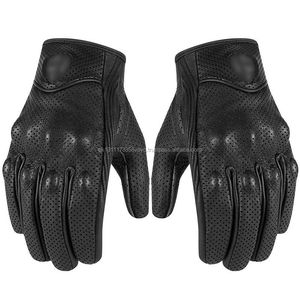 Guantes tácticos de cuero para hombre, negros, con logotipo personalizado, para motocicleta - Product Image 5
