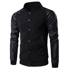 Blouson universitaire en cuir noir de haute qualité - Product Image 1