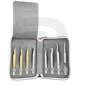 Ensemble de pinces à cils en acier inoxydable avec pointe pointue, 8 pièces - Product Image 1