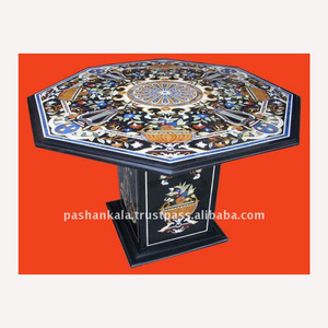 Haut de Table à incrustation de marbre fait à la main - Product Image 1