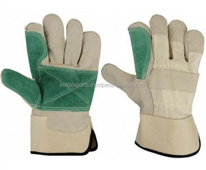 Gants de travail en cuir de vache fendu à bon prix Gants de travail en coton vente en gros - Product Image 1