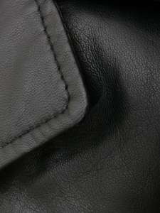 Long Mens Leather Jacket Long Leather Blazers Trench Coat Men's <b>Black</b> Leather Reefer Jacket - Product Image 4