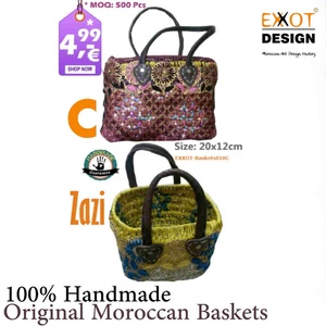 ตะกร้าช้อปปิ้งแบบดั้งเดิมของชาวโมร็อกโกอันหรูหราออกแบบแบบดั้งเดิมเพื่อความสะดวกในการพกพาถุงช้อปปิ้งระดับพรีเมียม - Product Image 6
