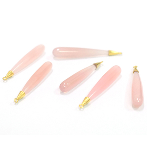 Pendentif en argent sterling 925 plaqué or 18 carats avec pierre de quartz rose naturelle en forme de goutte allongée pour la fabrication de bijoux - Product Image 4