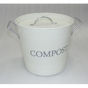 Contenedor de estaño de compost de Metal de forma redonda de alta calidad decorativo con mango diseño multifunción funcional - Product Image 1