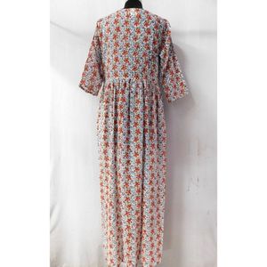 Hermosa ropa de bloque de mano para mujer, túnica larga informal con estampado floral étnico y botón de cierre lateral, moda kurtis - Product Image 2