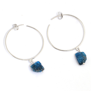 Apatita materia prima piedras preciosas en bruto pendientes hechos a mano 925 joyería de plata esterlina ajuste de punta pendiente de Aro para mujer - Product Image 2