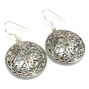 Elegante forma de árbol plata pendientes de plata de ley 925 joyas de plata fina 925 - Product Image 1