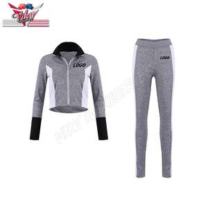 Ensemble de survêtement pour femmes 2 pièces Haut court à manches longues pour femmes Sweat-shirt à fermeture éclair Pantalon Ensemble de détente Vêtements de sport Tenue décontractée - Product Image 4