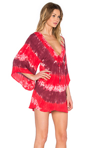 Caftán corto de verano de diseñador hecho a mano para mujer, rayón Tie Dye - Product Image 2