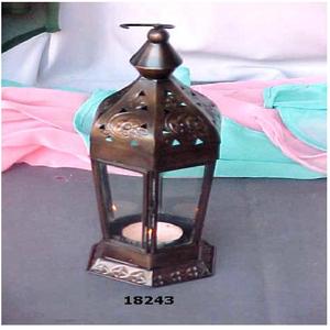 American Style <b>Square</b> Brass & <b>Glass</b> Hanging Lantern Candle Holder for Home Decoration Handmade - Product Image 1