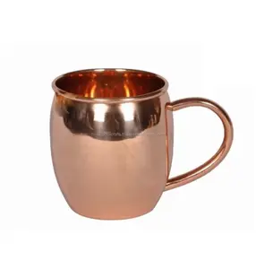 Caneca com logotipo personalizado, barril de cobre gravado moscow mule caneca com fabricante brilhante de cobre