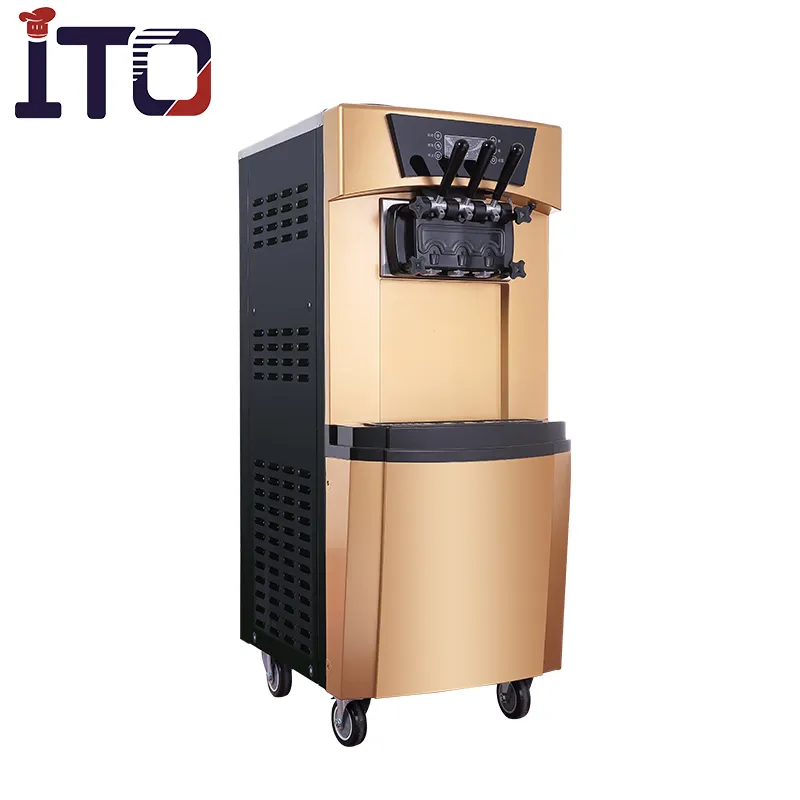 ITO-9228 Máquina Macia do Gelado Com Três Sabores de Luxo Cor Dourada