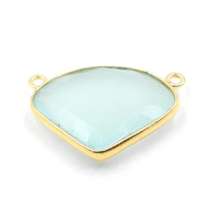 Aqua Calcédoine Triangle Forme 925 Starling Argent Plaqué Or Pendentif Fabrication de Bijoux Faits à la Main - Product Image 3