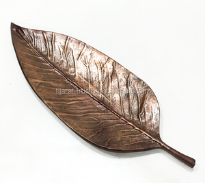 Bandeja de servicio Art Deco de aluminio más vendida, diseño moderno, forma de hoja, decoración de Mesa para el hogar, chapado en cobre con logotipo personalizado - Product Image 4