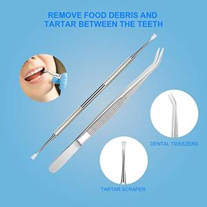 Dental <b>Tools</b> 6 PECS Dental Hygiene Kit <b>Plaque</b> and Tartar <b>Remover</b>, Tooth Pick, Dental Scale for Teeth with Mouth Mirror - Product Image 4