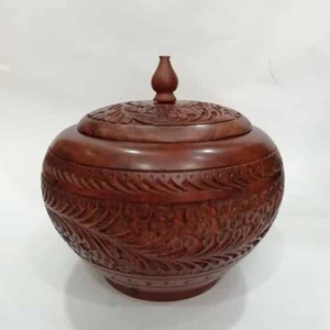 โหลลูกกวาดแกะสลักไม้ทำด้วยมือ,แจกันทรงขวดไม้โรสวู้ดแกะสลักด้วยมือขวดโหลขนมแกะสลักของตกแต่งทำจากไม้ Chiniot - Product Image 3