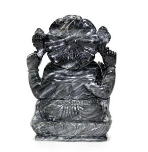 รูปปั้นหินกึ่งมีค่ารูปแมวดำธรรมชาติแกะสลักพระพิฆเนศทำมือประเภทสินค้า - Product Image 4