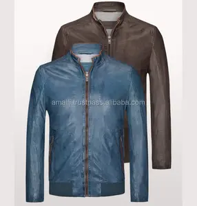 fashion motorcycle leather jacket, lamb nappa leather