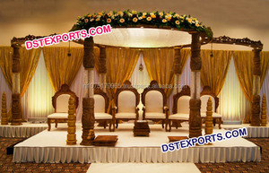 Magnifique mandap en bois décoré, dernier modèle fait à la main, mandap de mariage indien, ensemble de mandap en bois sculpté, décoration d'événement en Australie - Product Image 5
