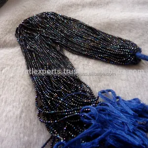 Perles en vrac à facettes en forme de rondelle de spinelle noire naturelle de qualité AAA avec revêtement bleu de qualité supérieure pour l'artisanat et la fabrication de bijoux - Product Image 1