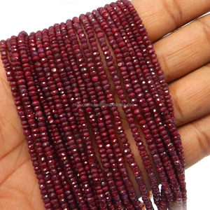 Collier de perles en rubis naturel rond facetté 11 lignes, pierres précieuses, 2,5 - 4 mm, longueur 22 pouces, 554,35 carats - Product Image 2