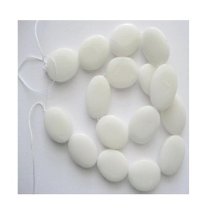 สร้อยคอหินลูกปัดทรงรีหยกสีขาวสร้อยข้อมือคริสตัลทรงรีสำหรับทำเครื่องประดับสร้อยคอคริสตัลผู้หญิงขายส่ง - Product Image 1