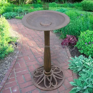 อ่างอาบน้ำโลหะรูปทรงกลมแบบโบราณของประดับในสวนหรูหราพร้อมถาดให้อาหารนกแบบโลหะ - Product Image 1