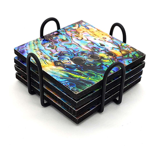 Superbe ensemble de 4 sous-verres en bois au design en métal pour table à manger, tapis pour maison, restaurant, hôtel, accessoire de décoration de table - Product Image 1