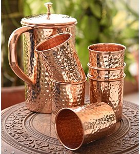 Jarra de cobre martillado con acabado pulido brillante, jarra de almacenamiento de agua para el hogar, restaurante, Hotel, uso decorativo, jarra de cobre - Product Image 2