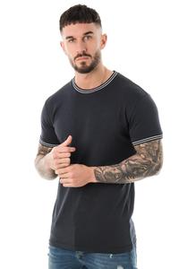 T-shirt personnalisé à rayures lourdes pour hommes Jersey de coton/polyester à col en O de haute qualité Technique de lavage personnalisée de grande taille - Product Image 5