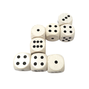 ชุดลูกเต๋าไม้สีขาวลายจุดดำขนาด 25 มม. มุมโค้งมน สำหรับเกมกระดาน - Product Image 1