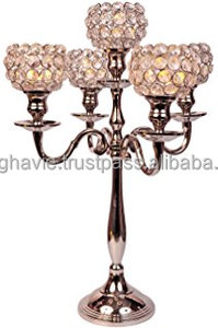Candelabros de cristal de plata de 5 brazos para bodas - Product Image 4