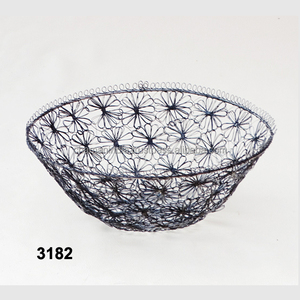 Metal Decorative Round <b>Flower</b> <b>Basket</b>, Wrought Iron Fruit <b>Basket</b>, Countertop <b>Basket</b>, Farmhouse <b>Basket</b>, Multi-Purpose <b>Basket</b> - Product Image 1